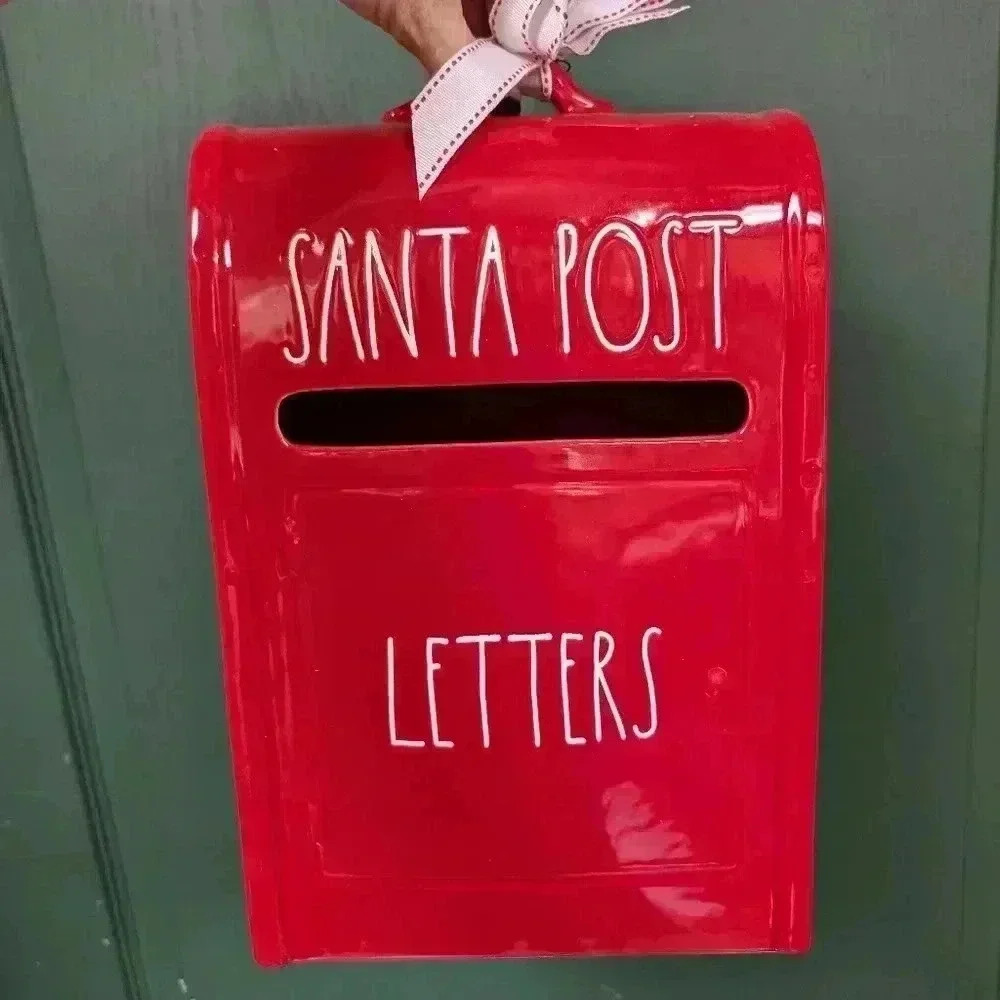 Rae Dunn Santa post letters red Christmas  box